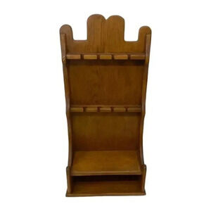 Wooden Wall Hanging Collectors Spoon Rack Holder 8 Slots with Bottom Shelf
